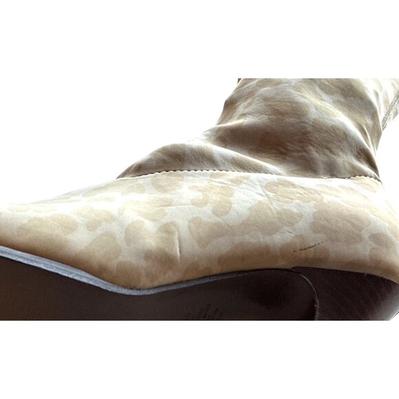 AJ Valenci Boots Green Leopard Print Knee-High Soft Stretchy 3” Heel Size 8 - Picture 3 of 8